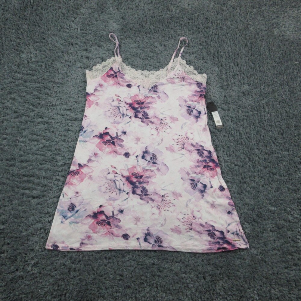 BCBGMAXAZRIA Chemise Womens XL Pink Floral Lace Trim Sleepwear Slip NWT